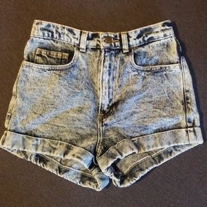 High Waisted Acid-washed Denim Shorts